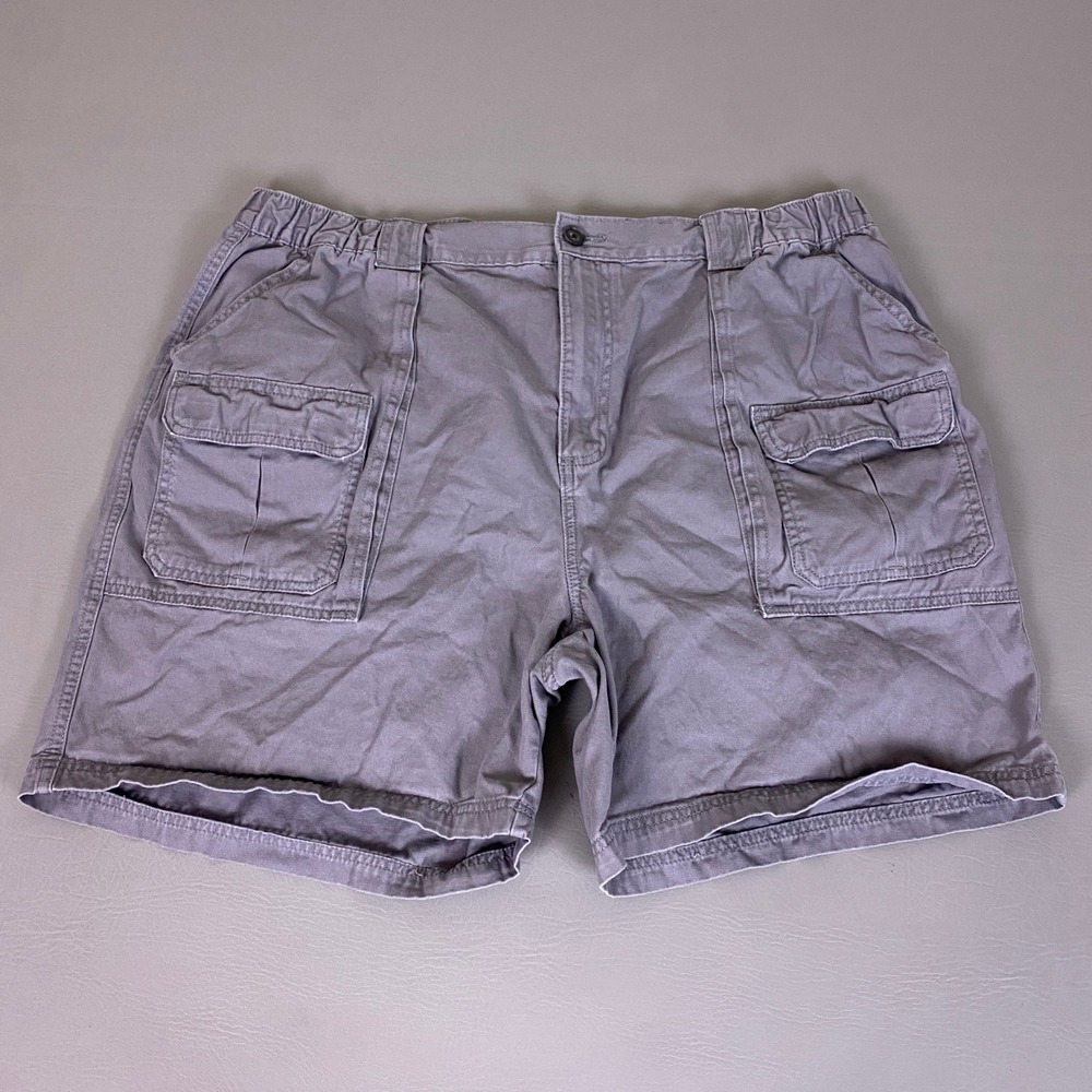 Croft & Barrow Cargo Shorts Size 42 Men's Gray Cotton Elastic Waist Casual